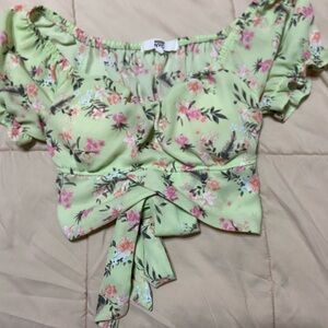 Floral Crop Top with Tie Front